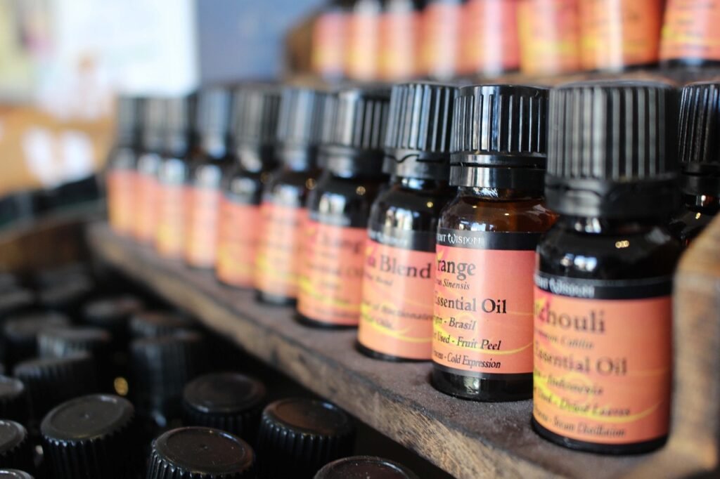 Oli essenziali e prodotti in un ambiente SPA