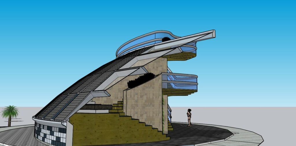 Render architettonico di una SPA di design